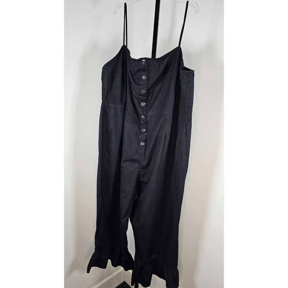 Sosa Women's Casual Baggy Plus Spaghetti Strap Button Puffy Black Jumper-SZ 18